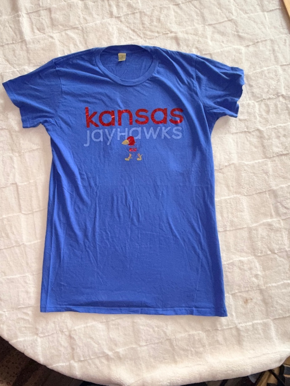 Alternative Kansas Jayhawks Blue Fitted Graphic Tee - XL